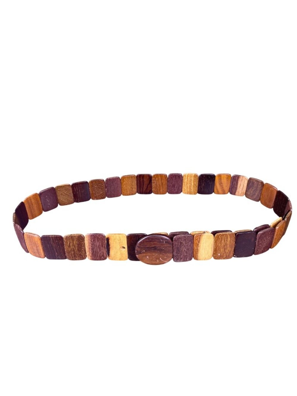 Wooden Multi-Tone Gender Neutral Handmade Belt With Oval Clasp 43 Inches Unique